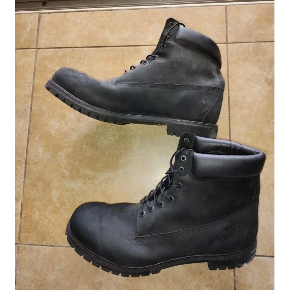 Men's Waterproof PrimaLoft 400 Timberland Black Genuine Leather Boots Size 18 M